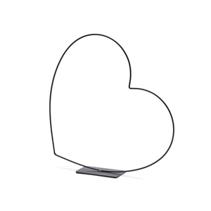 METAL HEART LYING ON BASE 25CM BLACK