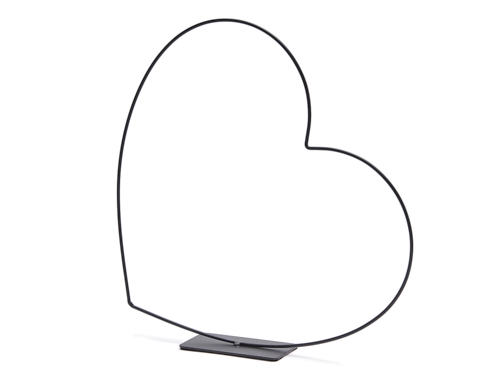 METAL HEART LYING ON BASE 30CM BLACK