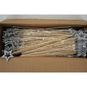 Pick star open d.9cm+50cm stick silver glitter