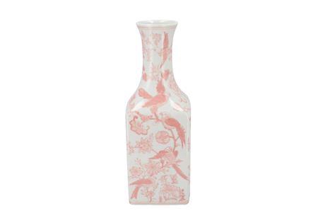 <h4>Hailey Pink Porcelain Vase Birds 15x41cm</h4>