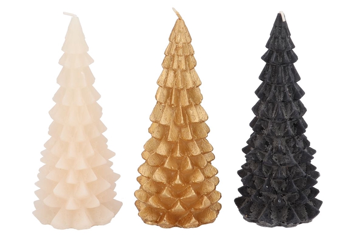 <h4>Candle Frosty X-mas Tree Black Mix 9x20cm Ass</h4>