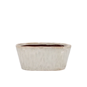 Iron Stone White Glazed Oval Pot 23x9x10cm