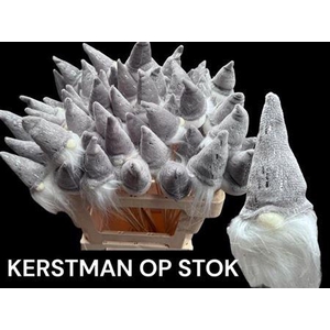 Kerstman Op Stok Grey White