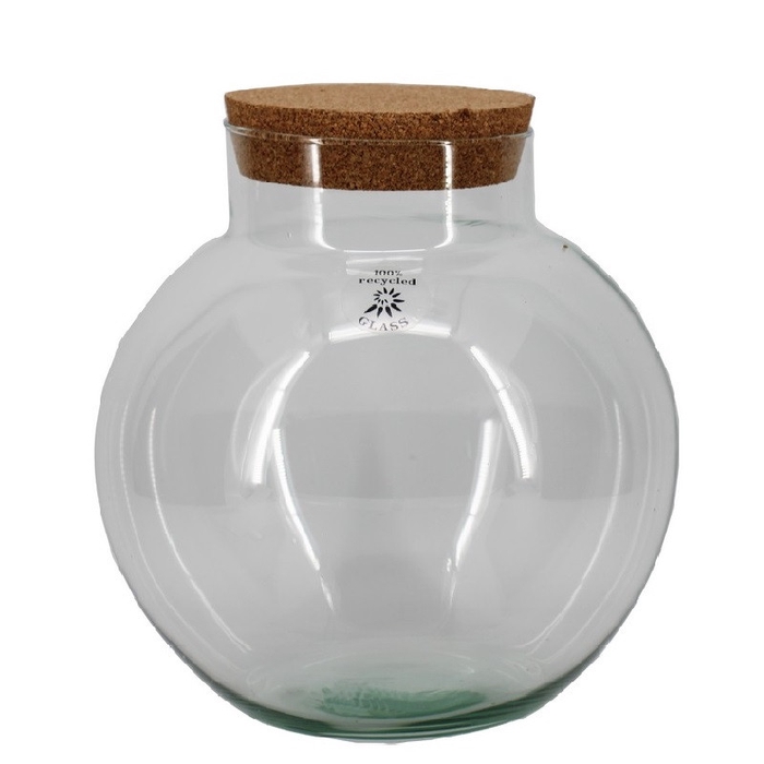 Glass Eco Ball vase+cork d14/25*27cm