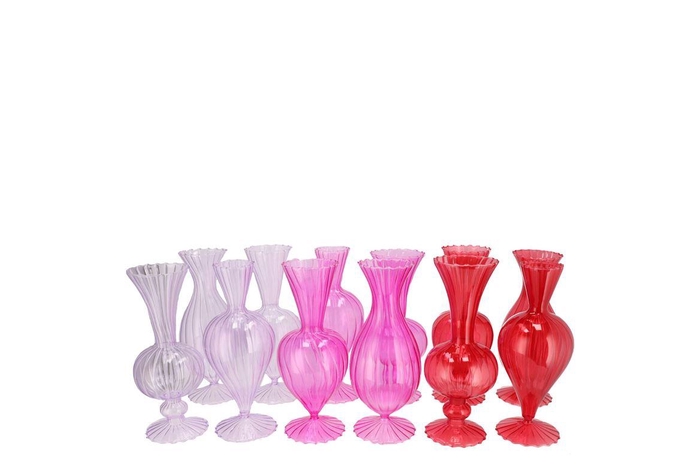 <h4>Sunny Dutch Pink Mix Glass Vase Ass 8x8x16cm</h4>
