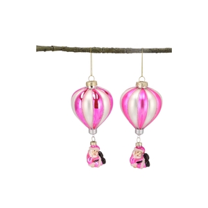 Glassball Ornaments Balloon Fuchsia Mix Ass S/2 7x7x16cm