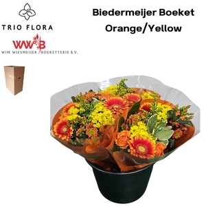 Boeket Biedermeijer Aqua Box Orange/yellow