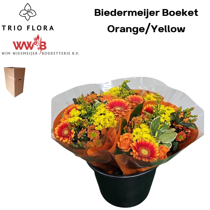 <h4>Boeket Biedermeijer Aqua Box Orange/yellow</h4>