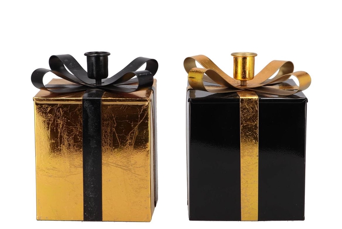<h4>Glam Wild Black Mix Candle Holder Ass 12x17cm</h4>
