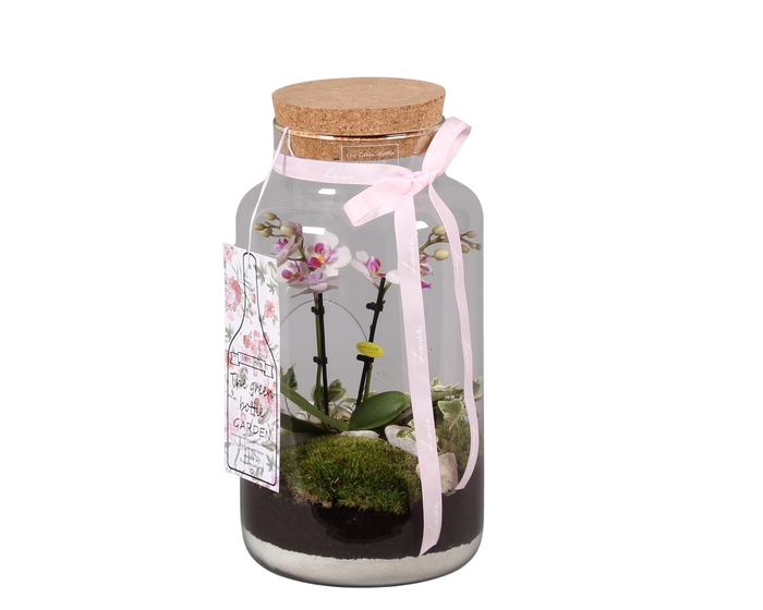 <h4>Green Bottle met Arrangement.</h4>