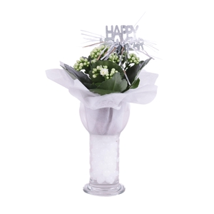 New Year Arr. Indoor Glass Sphere Cylinder Vase Ø09cm 1PP