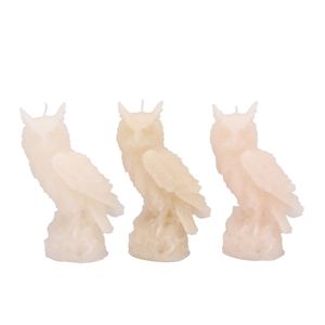 Candle Frosty Sitting Owl Cozy Sand Mix 7x17cm