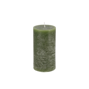Candle Rustic Pillar Green 7x13cm