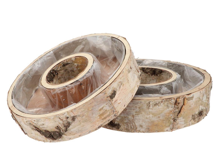 Nature Birch Planter Round S/2 30&35cm