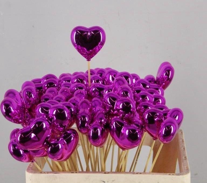 <h4>Stick Heart Metallic Fuchsia 6cm</h4>