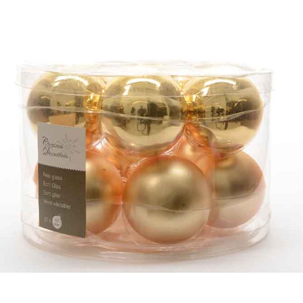 KERSTBAL GLASS 50MM 12PCS LIGHTGOLD