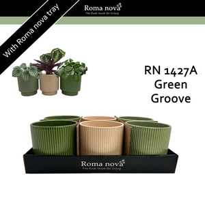 Dec Keramiek Rom 1427A Green Groove (Ø12cm)