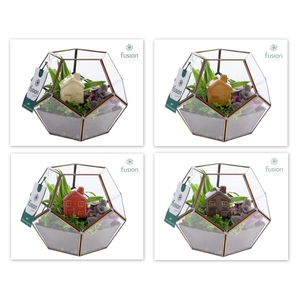Geometrisch planter Medium met groenen planten arrangement
