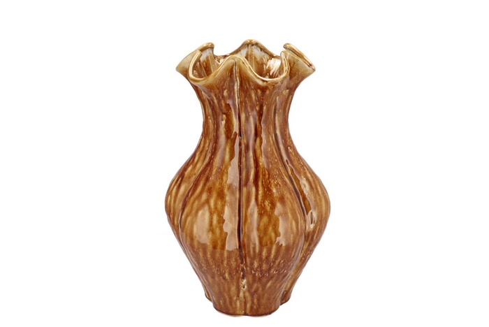 <h4>Inga Driss Brown Vase Active Glaze 25x25x36cm</h4>