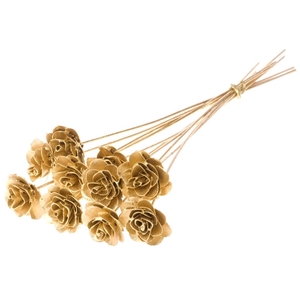 Woodrose 5cm on 40cm wire 10pc gold