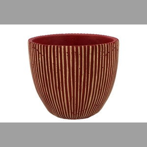 Stripes Red Gold Egg Pot 16x15cm Nm