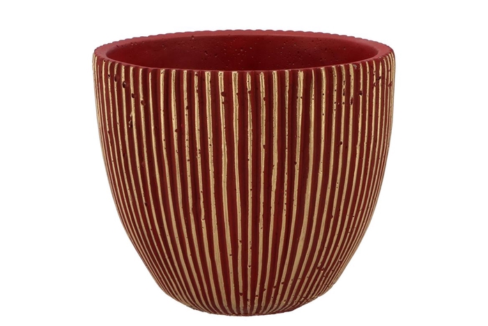 Stripes Red Gold Egg Pot 16x15cm Nm