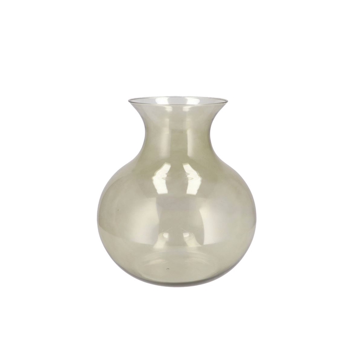 <h4>Mira Olive Green Glass Cone Neck Sphere Vase 20x20x21cm</h4>