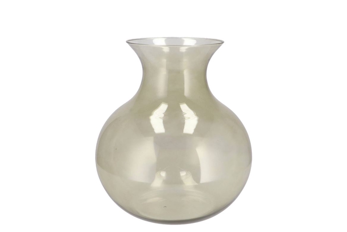 Mira Olive Green Glass Cone Neck Sphere Vase 20x20x21cm