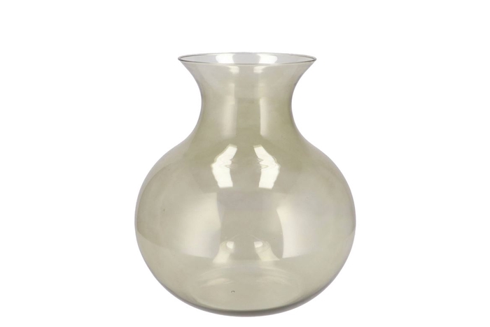 <h4>Mira Olive Green Glass Cone Neck Sphere Vase 20x20x21cm</h4>