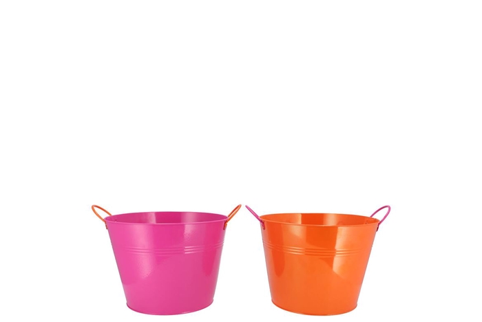 <h4>Zinc Basic Fuchsia/orange Ears Bucket 13x12cm</h4>