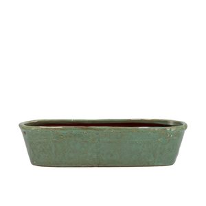 Iron Stone Green Glazed Oval Pot 32x10x8cm Nm