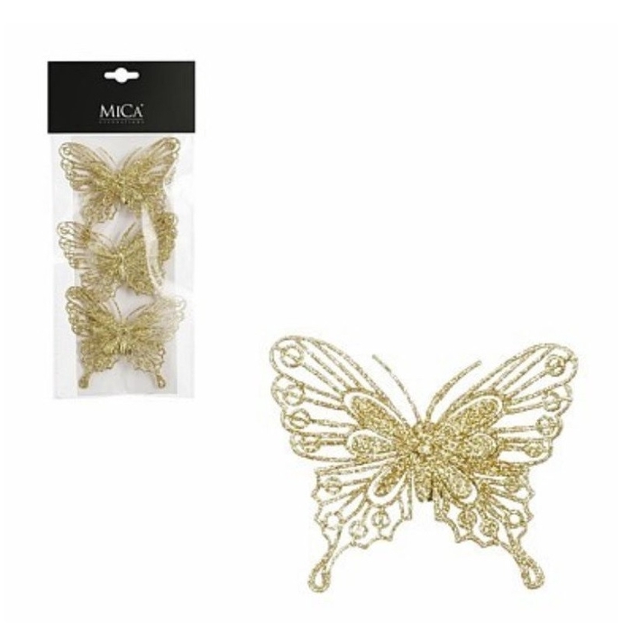 <h4>Decoration Butterfly/clip glitter 10cm x3</h4>