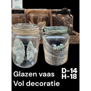 Glazen Vaas Met Deco H18 D14