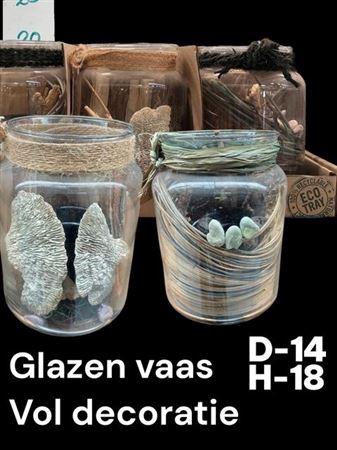 <h4>Glazen Vaas Met Deco H18 D14</h4>