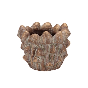 Concrete Golden Mushrooms Pot 17x17x14cm Nm