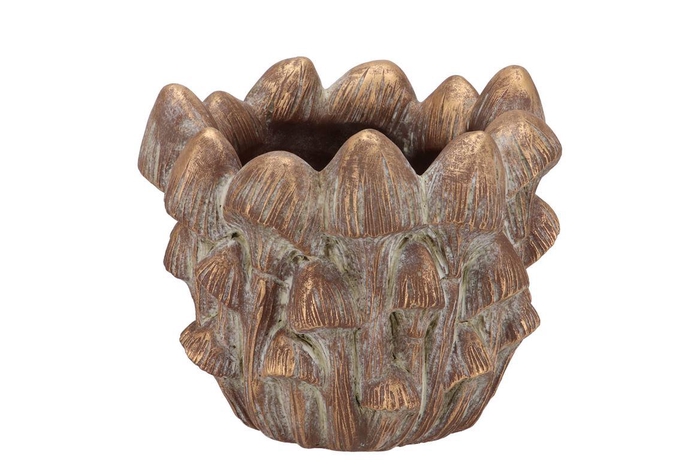 <h4>Concrete Golden Mushrooms Pot 17x17x14cm Nm</h4>