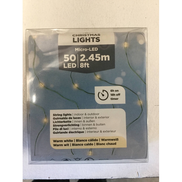 <h4>MICRO LED BUDGET STRINGLIGHTS 245CM 50LAMP WARMWIT GROENEDRAAD EXCL3AABATTERIJ TIMER</h4>