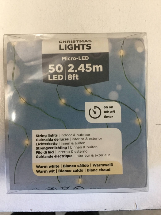 MICRO LED BUDGET STRINGLIGHTS 245CM 50LAMP WARMWIT GROENEDRAAD EXCL3AABATTERIJ TIMER