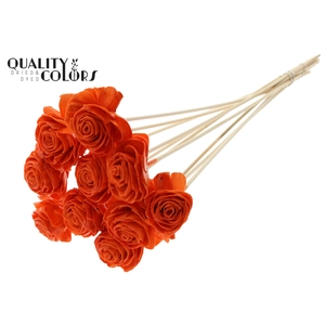 Shola Beauty Rose 6cm on stem Wax Orange