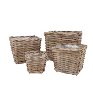 Rattan Kuboo Basket Square S/4 W15/20/25/30 H13/18/22/26