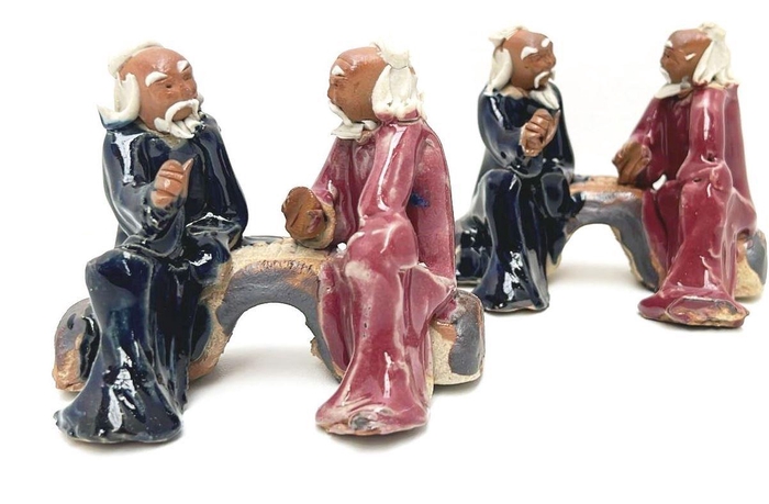 <h4>Two Chinese men, glazed, height 7cm. 6 or 12 pcs.</h4>