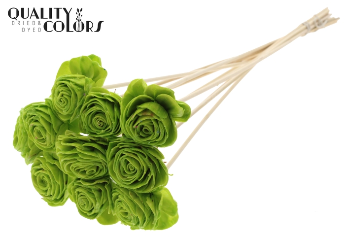 <h4>Shola Beauty Rose 6cm on stem Wax Light Green</h4>