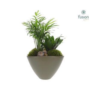 Keramieken bootpot groen met arrangement