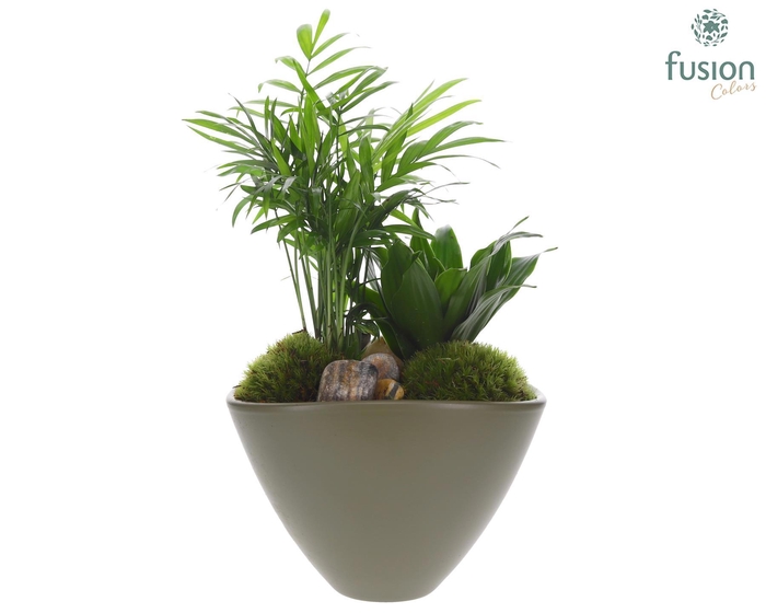 <h4>Keramieken bootpot groen met arrangement</h4>