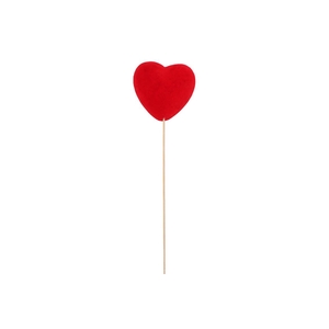 Pick Red Heart Flock On Stick 12x5+60cm