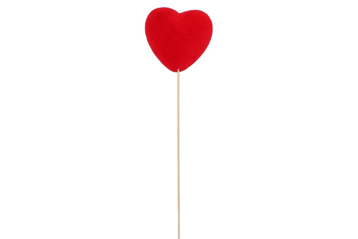Stick-in Heart Flock Red 12x5x65cm Set Of 6