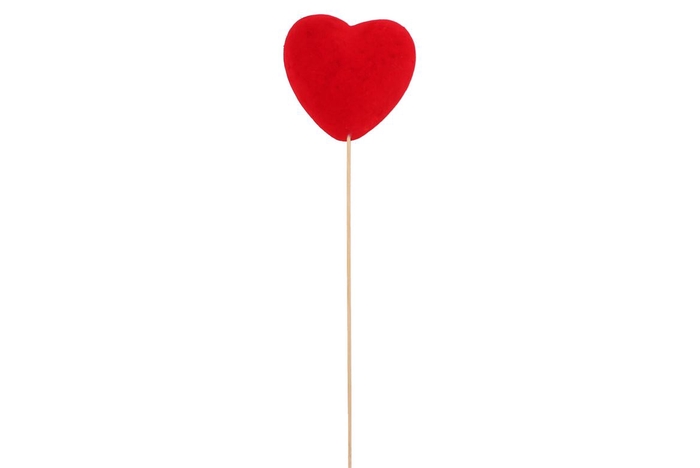 Pick Red Heart Flock On Stick 12x5+60cm