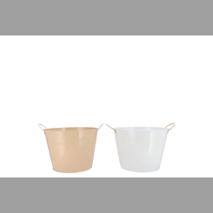 Zinc Basic White/sand Ears Bucket 16x14cm