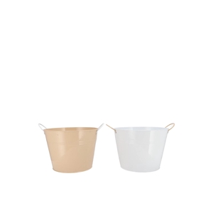 Zinc Basic White/sand Ears Bucket 16x14cm