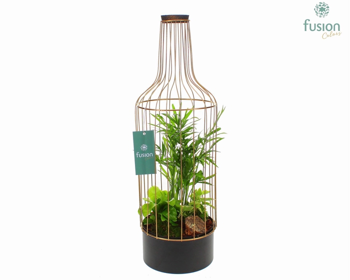 <h4>Metaal Flesgoudzwart Large met arrangement</h4>